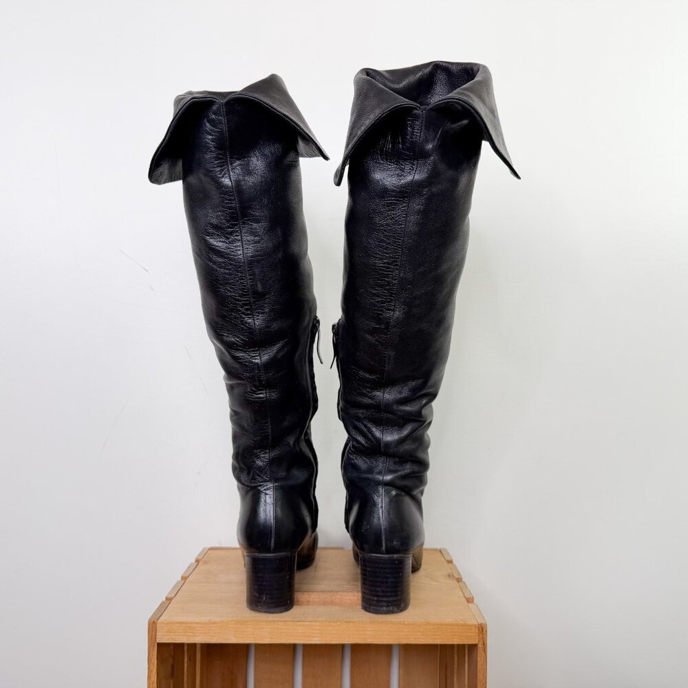 Tall Black Italian Leather Over the Knee Boots Size 37 - Picture 4 of 8